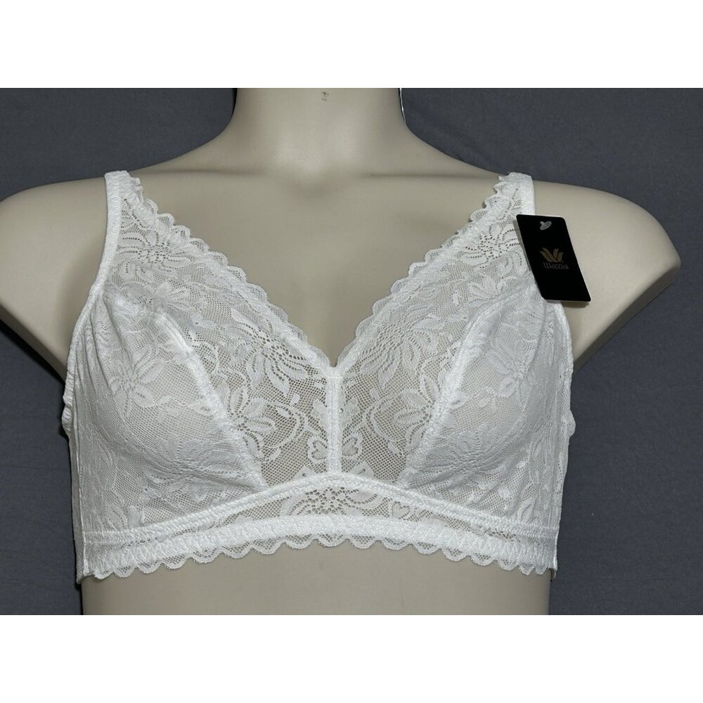 Wacoal Bralette Size XL White Lace Unlined Wireless Comfort Leisure Bra